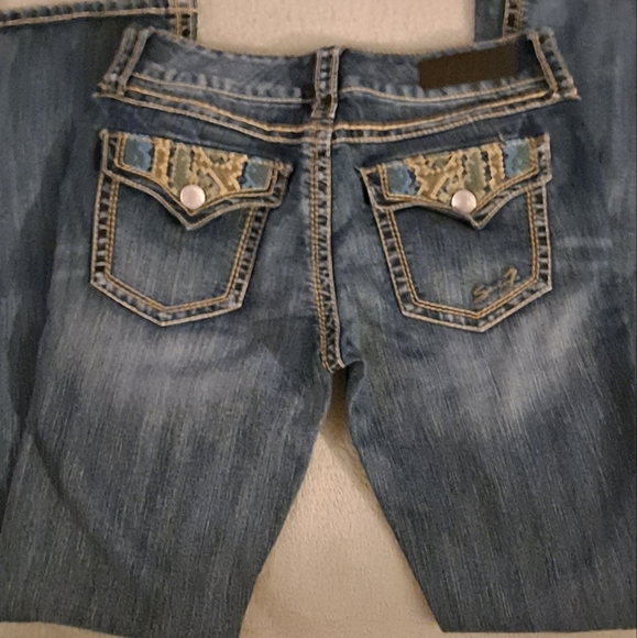 🟦🟩 Seven7 Jeans w/ Embroidered Pockets w/ Blue/TealDesign - 28 - Picture 5 of 5